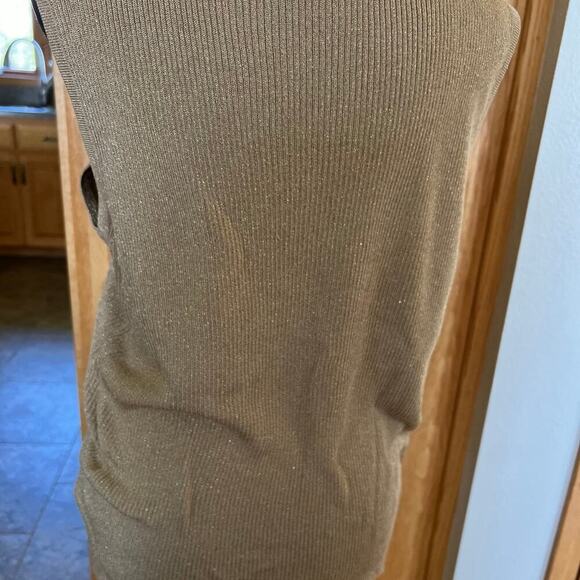 Ralph Lauren scoop neck, gold shimmer ribbed sleeveless, women's size XL - Picture 4 of 5
